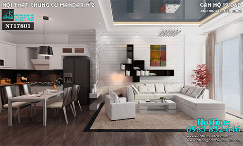 Thiết kế nội thất chung cư Mandarin 83m2 2 phòng ngủ 2 WC phong cách hiện đại