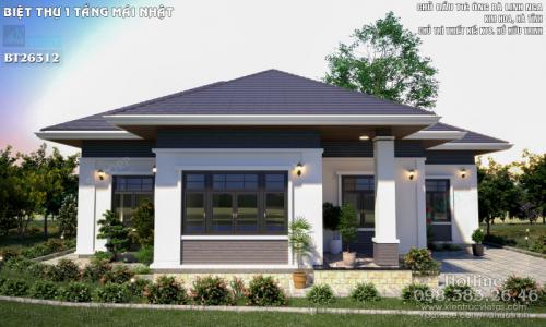 Mẫu Biệt Thự 1 Tầng Mái Nhật Hiện Đại 150m2 Hà Tĩnh BT26312