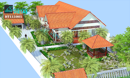 Biệt thự nghỉ dưỡng 1 tầng kiến trúc mái ngói truyền thống ở Đà Nẵng