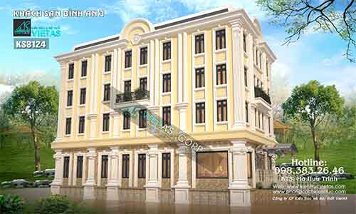 Mẫu thiết kế khách sạn 5 tầng phong cách tân cổ điển đẹp thơ mộng ở Sóc Sơn
