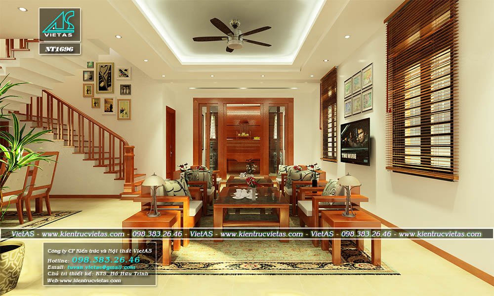 Thiết kế nội thất biệt thự đẹp Hà Nội phong cách truyền thống (NT1696)