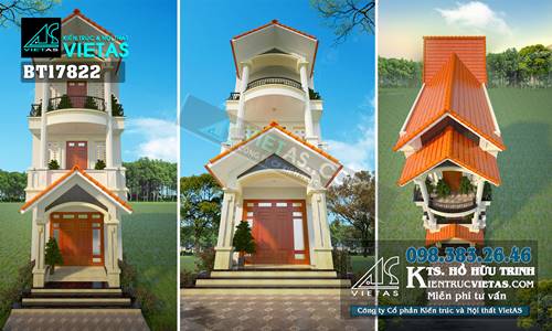 Phú Xuyên: Thiết kế nhà phố mái thái 3 tầng 5x15m kết hợp phong cách tân cổ điển cực kỳ duyên dáng