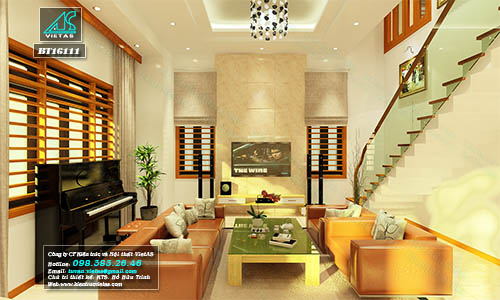 Thiết kế nội thất biệt thự 1.5 tầng gỗ tự nhiên ở Hà Tĩnh (BT16111)