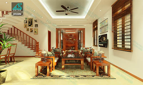 Thiết kế nội thất biệt thự đẹp Hà Nội phong cách truyền thống (NT1696)
