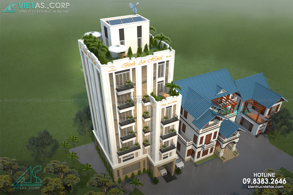 Mẫu thiết kế khách sạn đẹp 9 tầng ở Sóc Sơn - Hà Nội