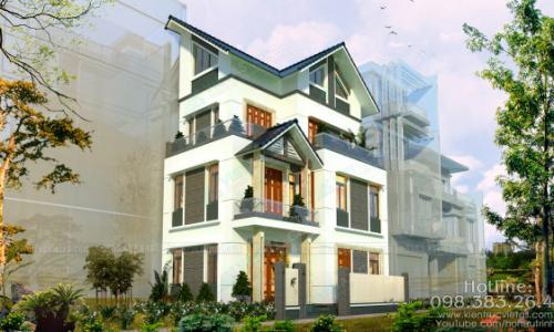 Hà Nội: Mẫu thiết kế biệt thự 3 tầng 3 mặt tiền mái thái hiện đại